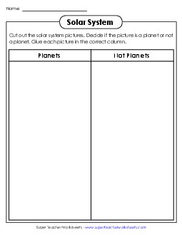 Solar System Cut & Glue 2nd Grade Science Worksheet