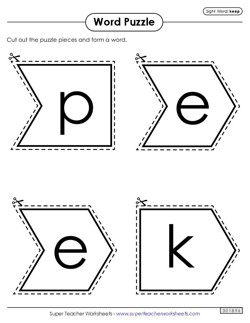 Word Puzzle: Keep Sight Words Individual Worksheet