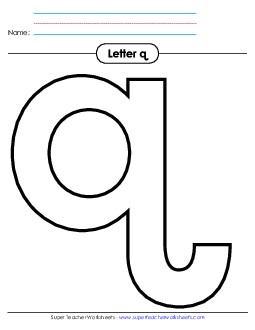 Outline - Lowercase q (Curly Q) Alphabet Worksheet