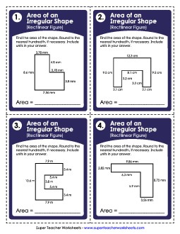 Task Cards: Area of an Irregular Shape (Advanced) Worksheet