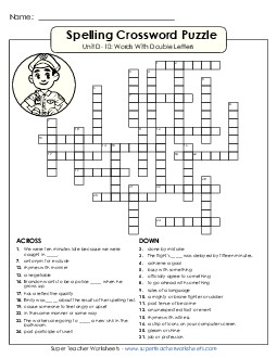 Crossword Puzzle (D-10)  Spelling D Worksheet