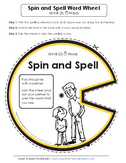 Spin and Spell (B-23) Spelling B Worksheet