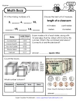 Math Buzz: Week 11 Worksheets 51 through 55 Daily Math Review Worksheet