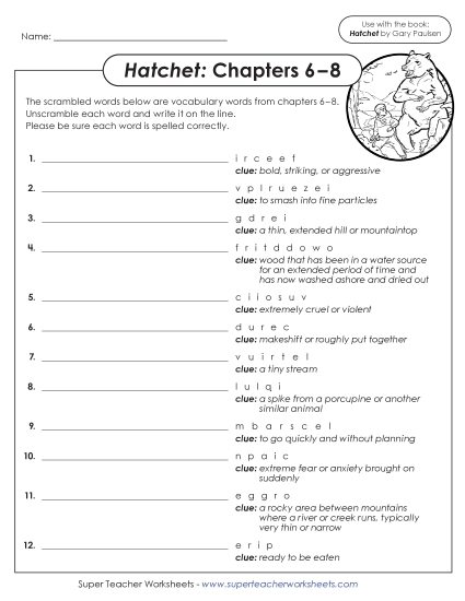 New Vocabulary Activity (Chapters 6–8) Worksheet