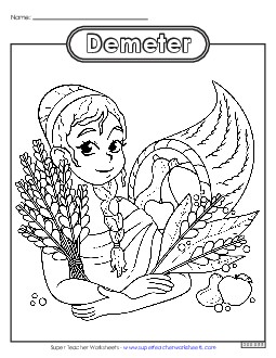 Coloring Page: Demeter Greek Mythology Worksheet