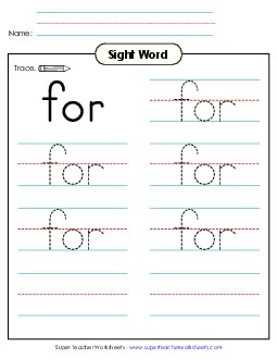 Trace the Word: For Free Sight Words Individual Worksheet