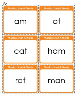 Flashcards (Short A) Phonics Long Short A Worksheet