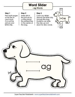 Word Slider (-ag Words) Word Families Worksheet