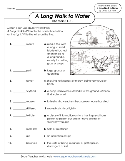 New Matching Vocabulary Activity (Chapters 11–14) Worksheet New Matching Vocabulary Activity (Chapters 11–14) Worksheet
