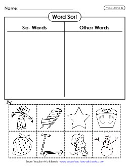 Word Sort (Cut and Glue) Phonics Blends Worksheet