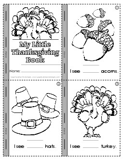 Thanksgiving: My Little Thanksgiving Book (Counting) Worksheet