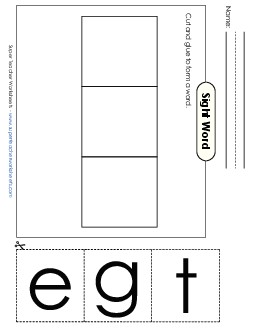 Large Cut-and-Glue: Get Sight Words Individual Worksheet