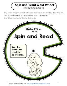 Spin and Read (Unit 10) Sight Words Worksheet