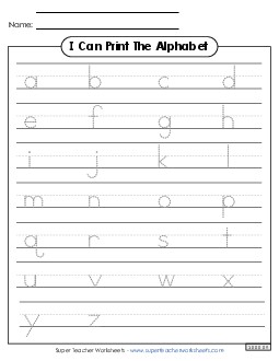 Printing Practice (Lower Case) Worksheet