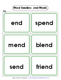 Flashcards (-end) Word Families Worksheet