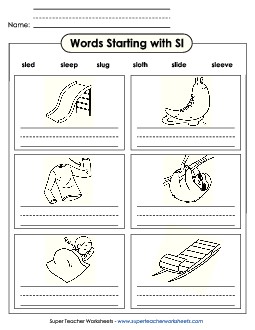 Writing Words that Start with SL  Phonics Blends Worksheet