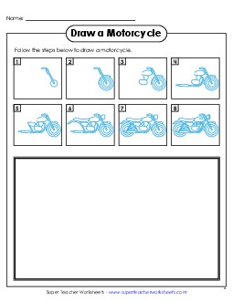 Draw a Motorcycle Learning To Draw Worksheet