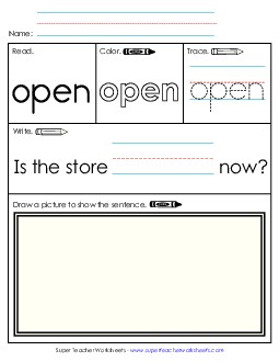 Worksheet 3: Open Sight Words Individual Worksheet