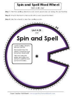 Spin and Spell (A-28) Spelling A Worksheet