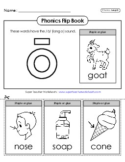 Phonics Flip Book (Long O Words) Phonics Long Short O Worksheet