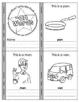 Mini-Book: -an Words Word Families Worksheet