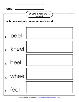 Letter Stampers Activity (-eel Words)  Word Families Worksheet