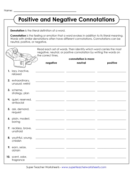 New Identifying Positive, Neutral, and Negative Connotations Worksheet New Identifying Positive, Neutral, and Negative Connotations Worksheet