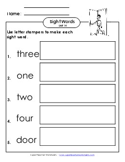 Letter Stampers (Unit 14)  Sight Words Worksheet