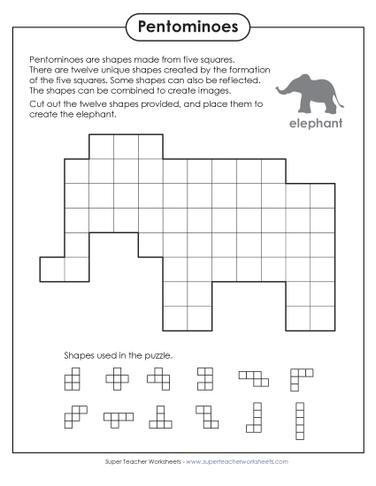 New Elephant Pentomino Puzzle Worksheet New Elephant Pentomino Puzzle Worksheet