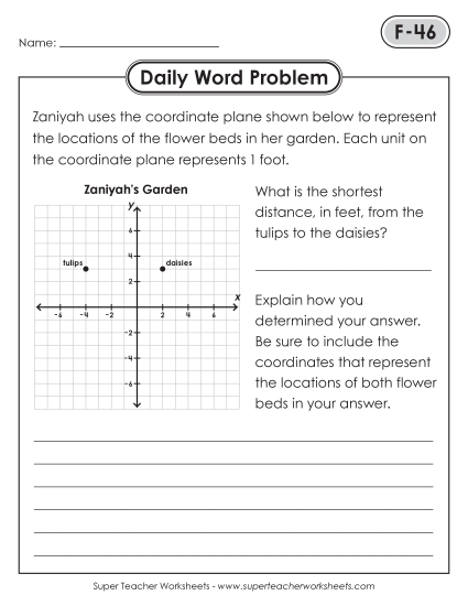 New Daily Word Problems<BR>F-46 through F-50 Worksheet New Daily Word Problems<BR>F-46 through F-50 Worksheet