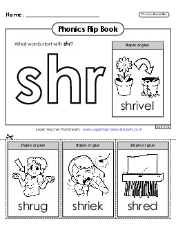 Phonics Flip Book (Shr-) Phonics Blends Worksheet