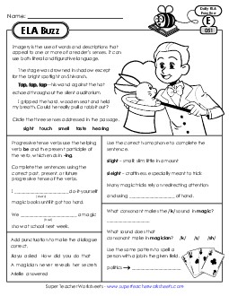 New ELA Buzz: Week 11<br>Worksheets 51 through 55 Worksheet