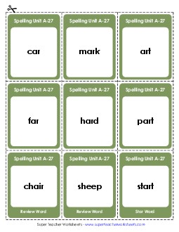 Flashcards (A-27) Spelling A Worksheet