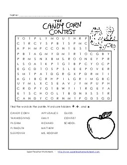 Wordsearch Book Candy Corn Contest Worksheet