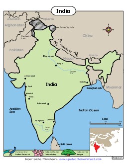 Map of India Worksheet