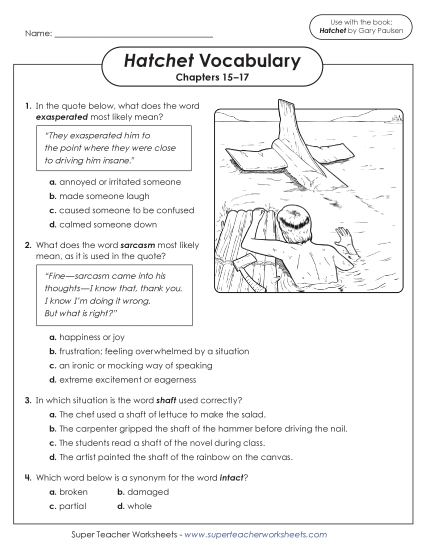 New Vocabulary Questions: Chapters 15–17 Worksheet New Vocabulary Questions: Chapters 15–17 Worksheet