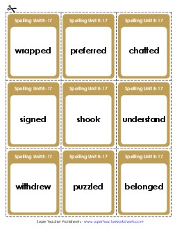 Flashcards (E-17) Spelling E Worksheet