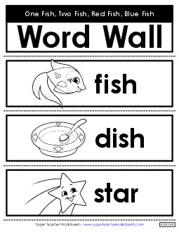 O.F.T.F.R.F.B.F. Word Wall Picture Book One Fish Two Fish Worksheet