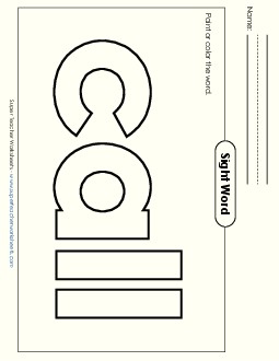 Paint or Color: Call Sight Words Individual Worksheet