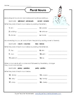 Rules for Forming Plurals Nouns Worksheet