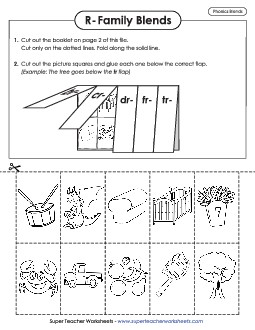 Lift-the-Flap Activity (Phonics R-Family Blends) Phonics Blends Worksheet