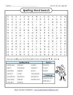 Word Search Puzzle (D-2) Free Spelling D Worksheet