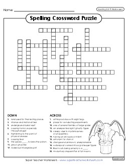 Crossword (Halloween)  Spelling F Worksheet