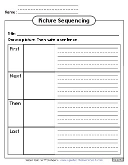 Sequencing Boxes with Drawing  First, Next, Then, and Last Graphic Organizers Worksheet