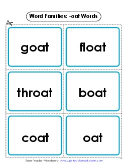 Flashcards (-oat) Word Families Worksheet