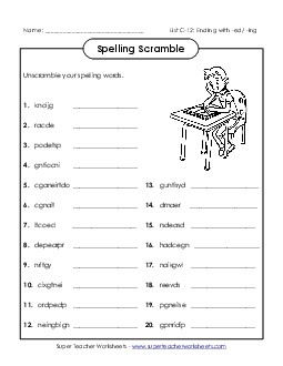 Unscramble (C-12) Spelling C Worksheet