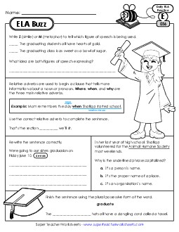 New ELA Buzz: Week 8<br>Worksheets 36 through 40 Worksheet