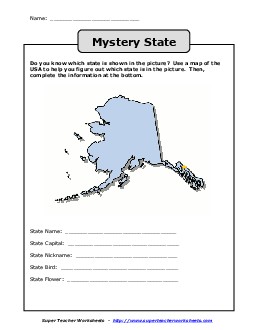 Mystery State: Alaska States Worksheet