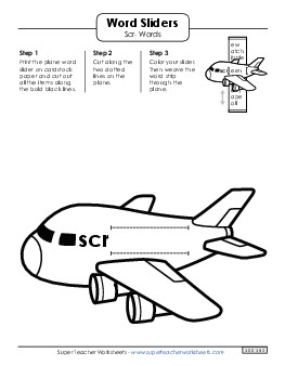 Word Slider (Scr- Words) Phonics Blends Worksheet