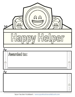 Happy Helper (B&W) Awards Worksheet